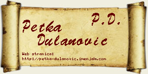 Petka Dulanović vizit kartica